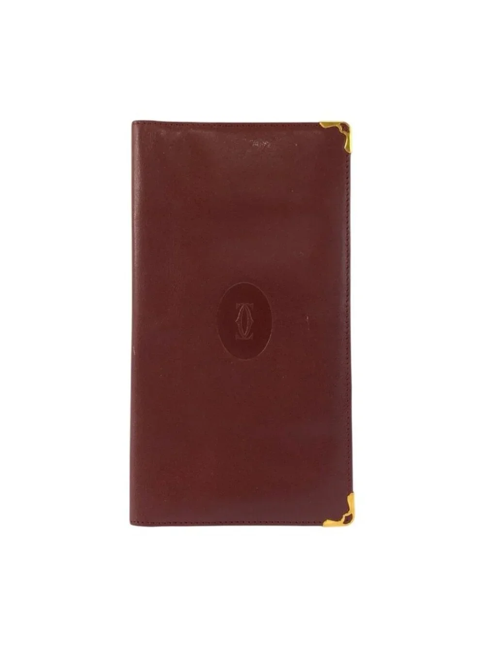 Cartier Must Line Bordeaux Gold Leather Wallet Billfold